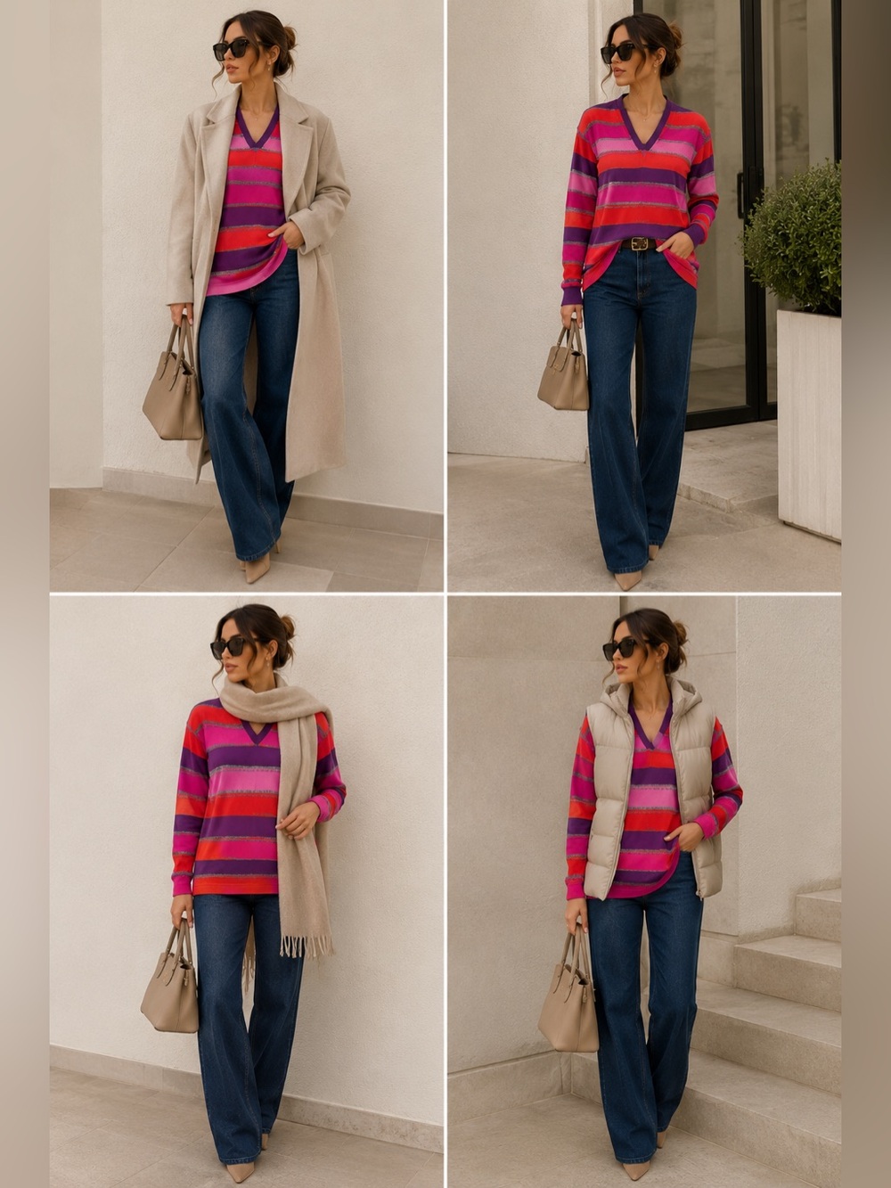 Vintage Gianni Versace Striped V-Neck Sweater – Size M